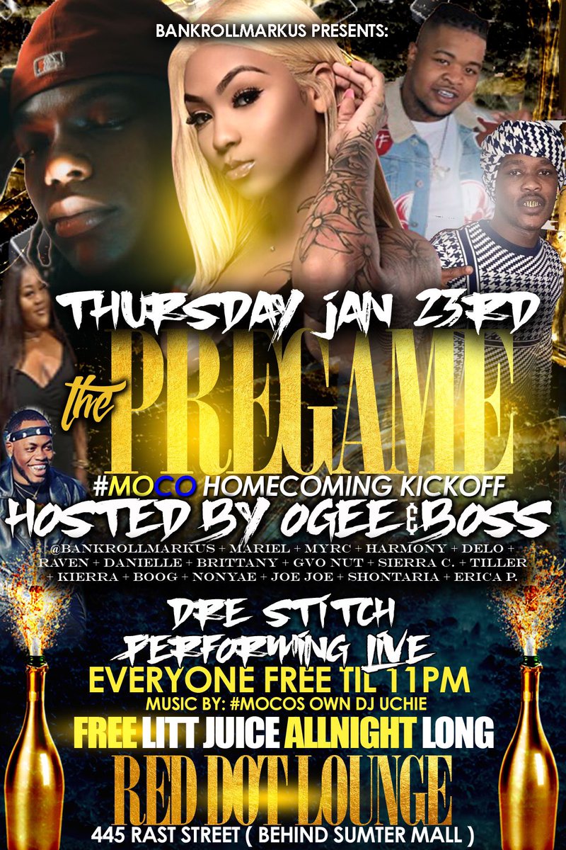 IamJDarrell's tweet photo. Morris College Homecoming Kick Off 🔥
T H U R S D A Y . EVERYONE FREE TIL 11.

THURSDAY 🔥‼️🔴
🗣 EVERYONE FREE TIL 11 

🔴🔴🔴 RED DOT RED DOT 🔴 🔴🔴
#MOCO20 #MOCO21 #MOCO22 #MOCO23 https://t.co/mr3ZvYQIug