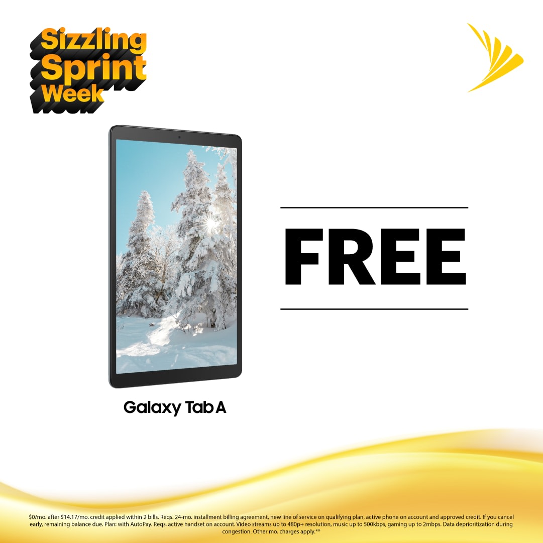 iMobileBeverly's tweet photo. Save at Sprint! Now through Jan 26, get a Samsung Galaxy Tab A 10.1 for $0/mo. when you add unlimited data for just $25/mo. https://t.co/ouYqIGuSsB