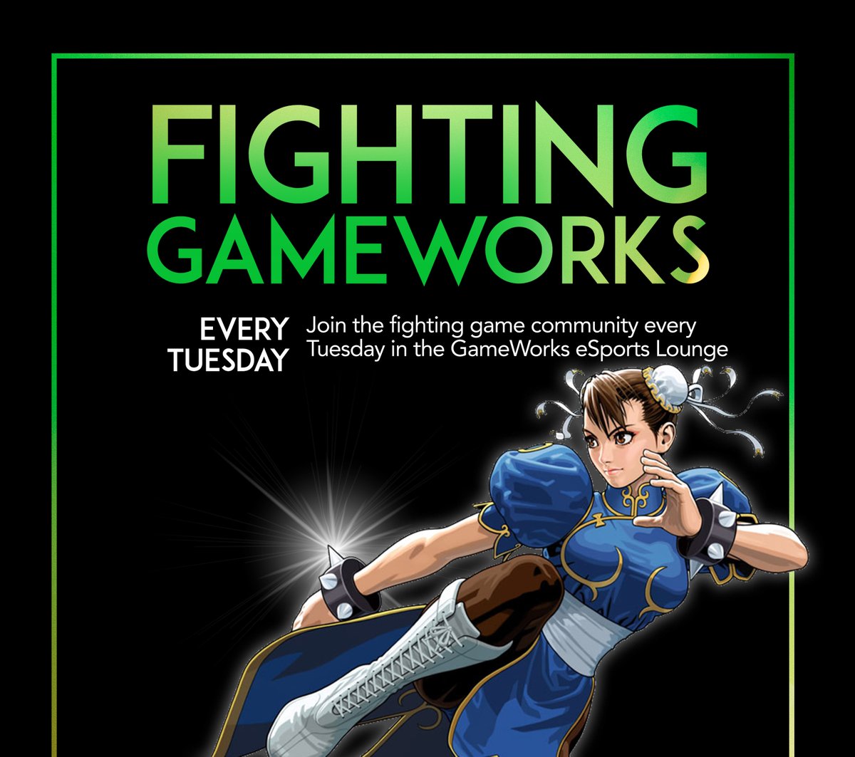 GWeSportsSCH's tweet photo. Hey Chicago FGC - come practice in Schaumburg tonight!
Tonight at @GWeSports join us for our 45th Weekly Event: #FightingGameWorks
FREE Brackets &
Food & Bev. to order!
Doors @ 5 PM
601 N. Martingale Rd. Suite 115
Schaumburg, IL - 60173
https://t.co/YgSuHxTkaQ
#GameWorks https://t.co/gxYVEodrJY