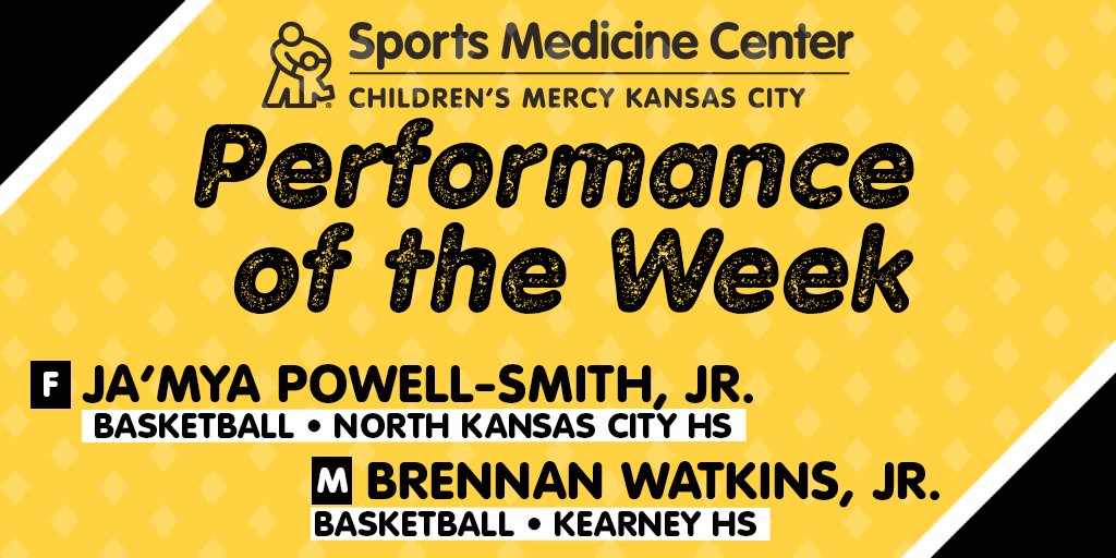 CMsportsmed's tweet photo. Congratulations to our two #KCPrep Performance of the Week winners - @NKC_Girls_Bball's Ja'Mya Powell-Smith and @KearneyHoops' Brennan Watkins. #PlayHealthyKC

Submit future nominees here: https://t.co/T8wkF66sEW https://t.co/Lg6UDT6bvr
