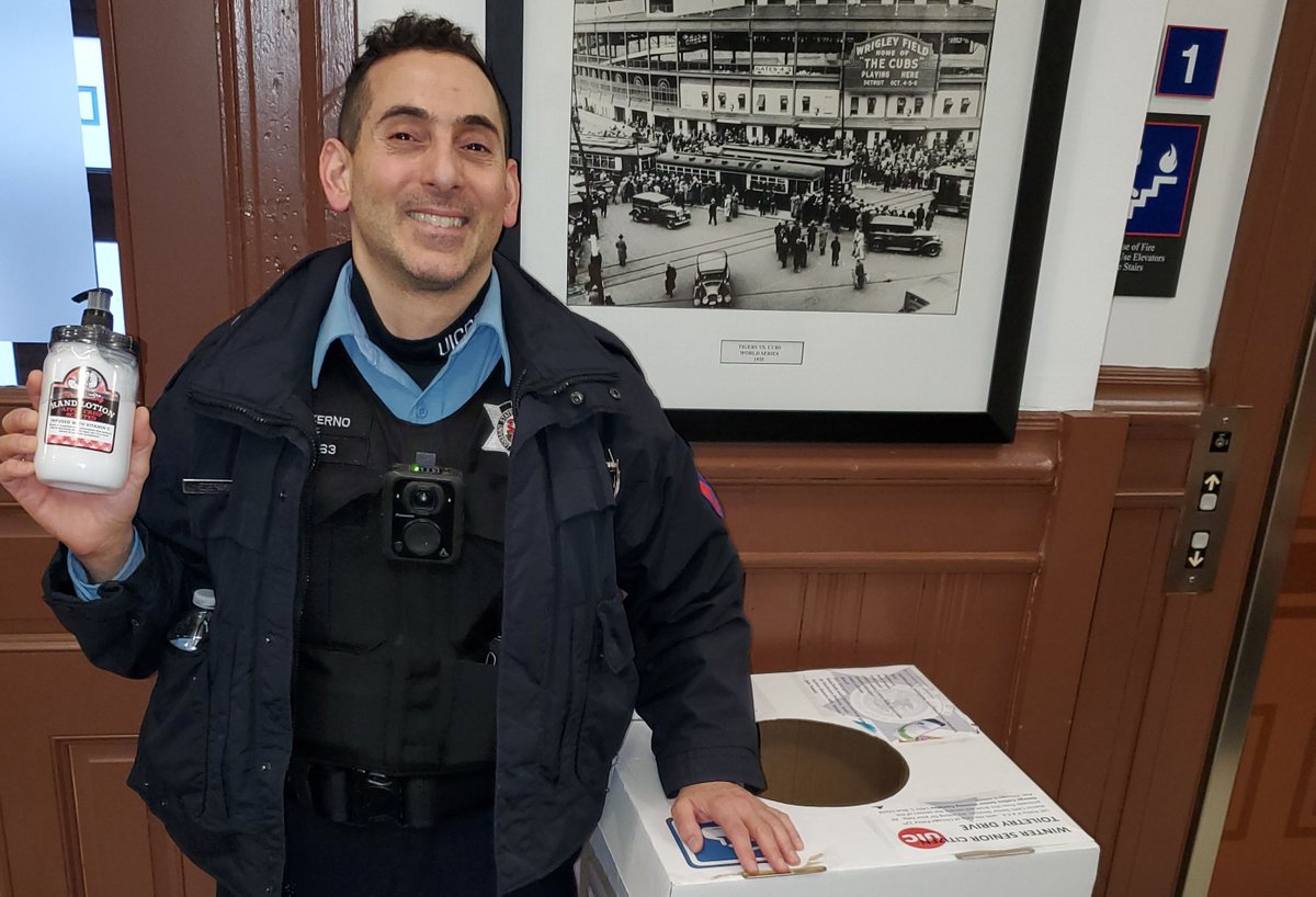 UIC Police officer at donation box