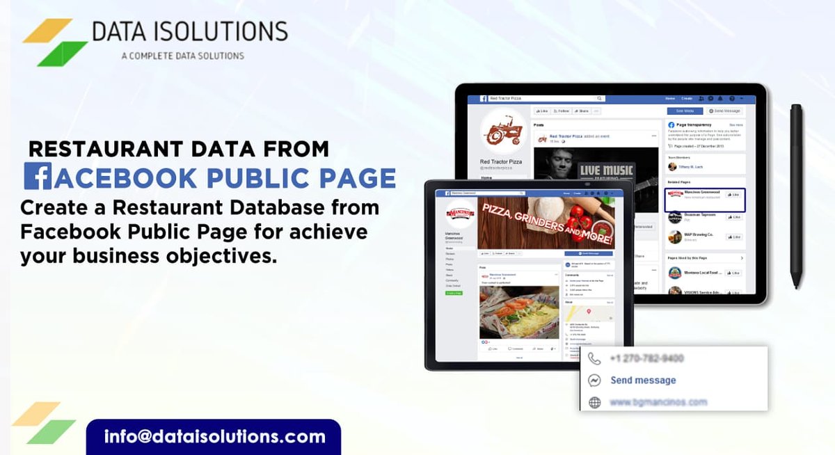 DataIsolutions's tweet photo. Want to Build Restaurant Database from Facebook Public Page?

☎️ 90 6600 7900(India)
🌐 https://t.co/jv8cnDCsNq
📧 info@dataisolutions.com

#data #dataisolutions #restaurant #restaurants #restaurantdatabase #datamining
#restaurantdatascraping #facebook
#facebookpage #facebookshop https://t.co/paiRvMuLnq