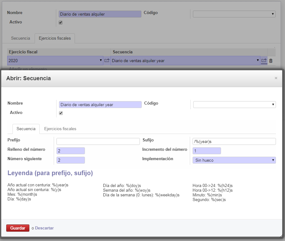 audit2me's tweet photo. Recuerda, para los contadores tras el cambio de año #Odoo #OpenERP "Cuando las subsecuencias por rango de fecha son usadas, tu podrás prefijar las variables con 'range_' para usar el inicio del rango en lugar de la fecha actual, p.ex. %(range_year)s en lugar de %(year)s. " https://t.co/cJrV3Tf0Nu