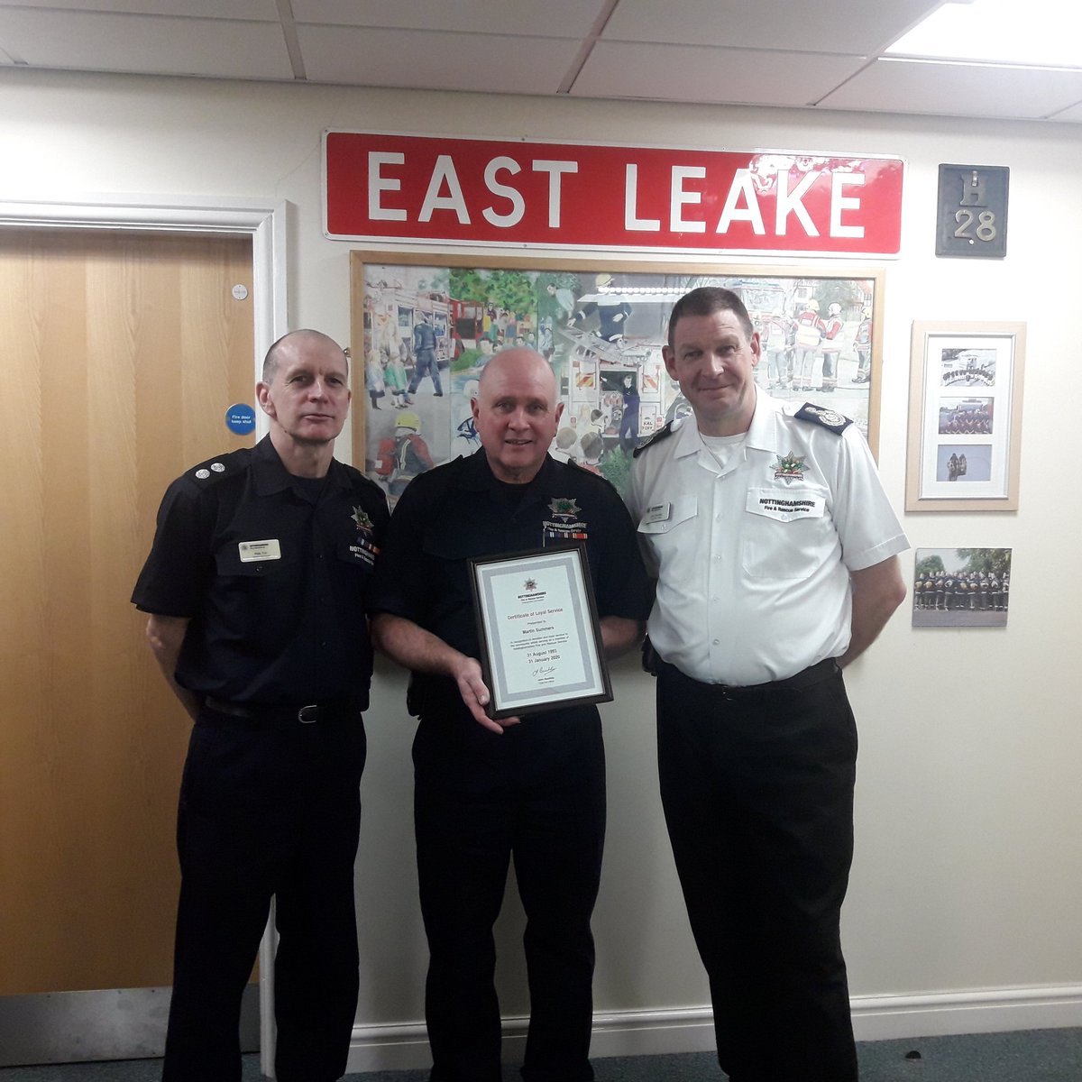 Congratulations to CM Martin Summers on his retirement from <a href="/nottsfire/">Nottinghamshire Fire and Rescue Service</a> East Leake On-call section after 27 years of dedicated service and commitment to the community