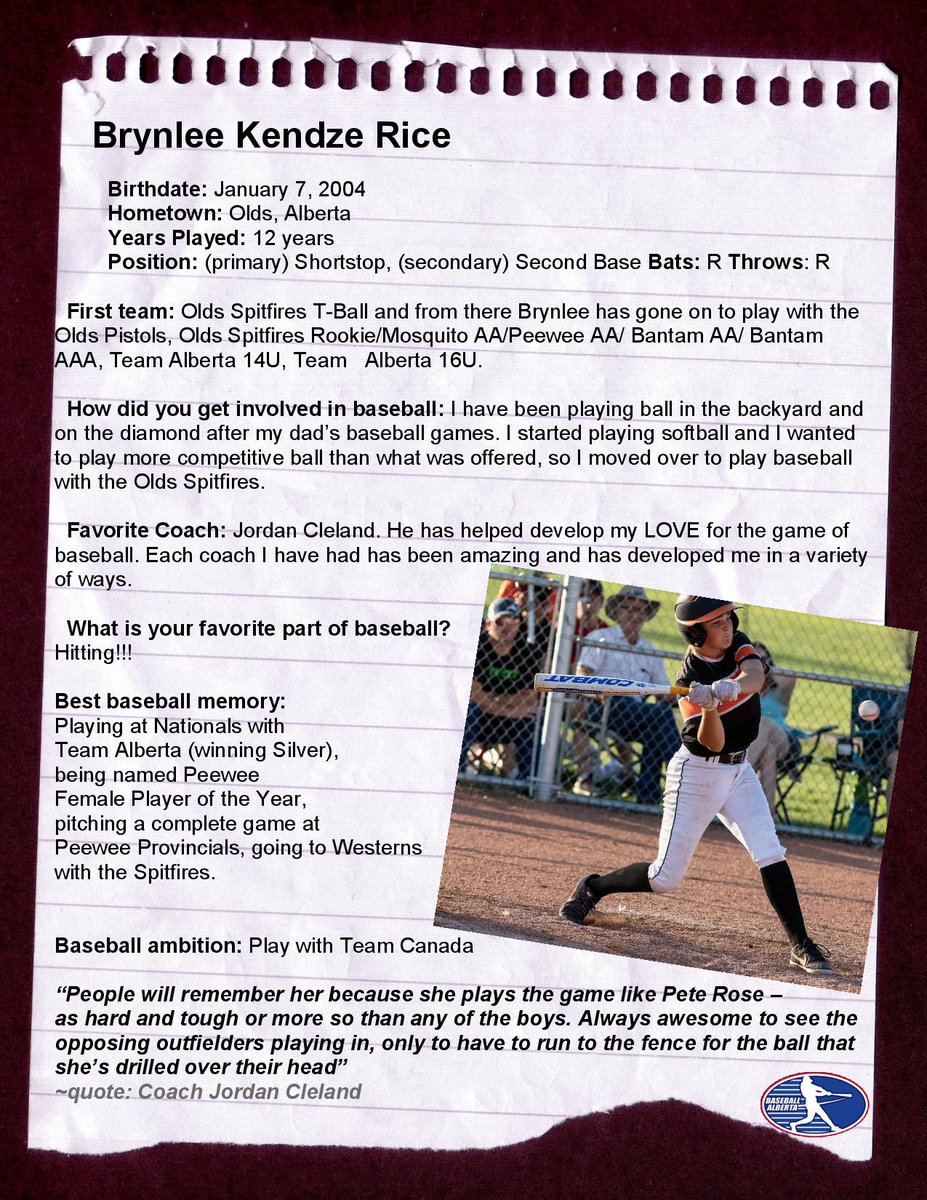 Check out our second <a href="/BaseballAlberta/">Baseball Alberta</a> girls/women's player spotlight!
