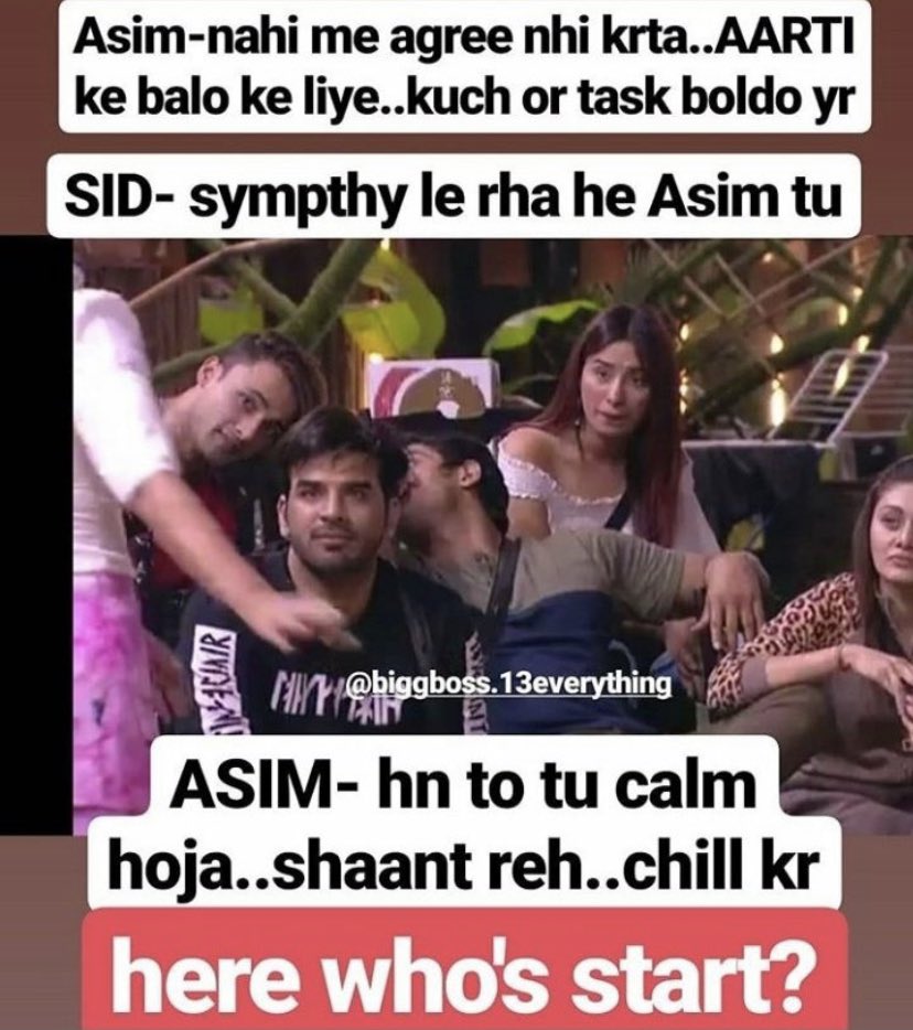 SyedFar94615149's tweet photo. #JusticeForAsim #StopViolenceAgainstAsim 

Look who start Today First !who pokes first !

And then drama again in confession room

Dont go with promo i told you ,makers creating negative image of Asim by promo

RT and share this
#bb13 #biggboss13 @BeingSalmanKhan @ColorsTV https://t.co/6hioN2q3VS