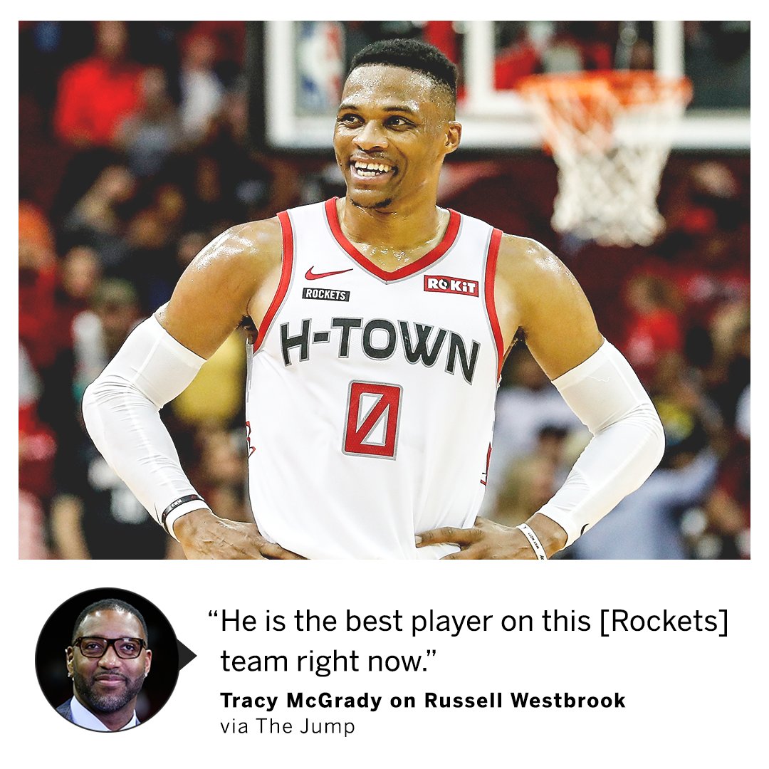 espn's tweet photo. Tracy McGrady thinks that Westbrook has really stepped up his play. https://t.co/90l0EFyvTg