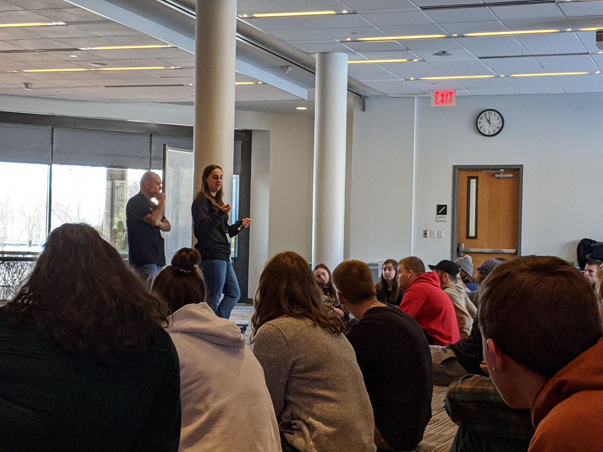 #Cohort33 participating in the ball point game sponsored by EY and debriefing to discussing testing and iteration. #bryantidea2020 <a href="/BryantIDEA/">Bryant IDEA Program</a>