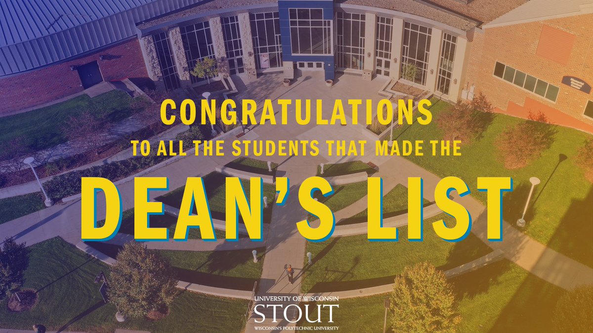Shout out to the students on the Dean's List for Fall 2019! Check it out 👉 ow.ly/wDrN50y1lPd 
#uwstout #stoutproud