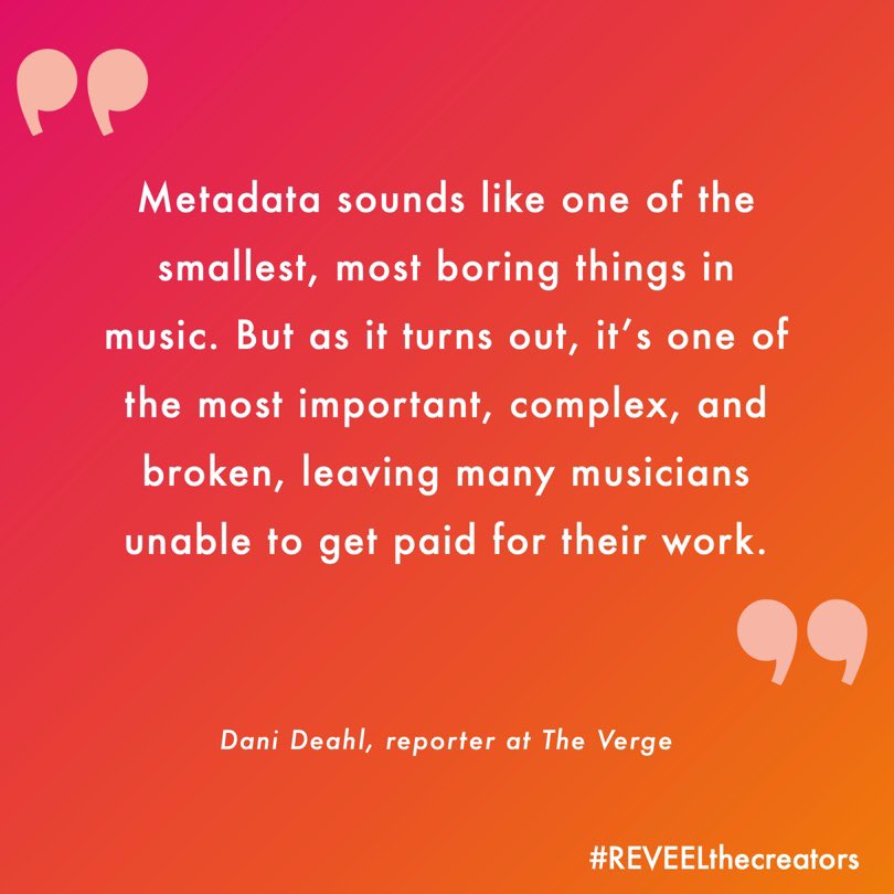r3vl_xyz's tweet photo. Today, algorithms are the main way people discover music. And how do algorithms pick songs that βfitβ a playlist ?
You guessed it, METADATA ! π₯
@verge @danideahl #app #beta #metadata #reveelthecreator #behindtherecord #whoistheartist #music #getcredited #producer #music https://t.co/fUVrxYavAf