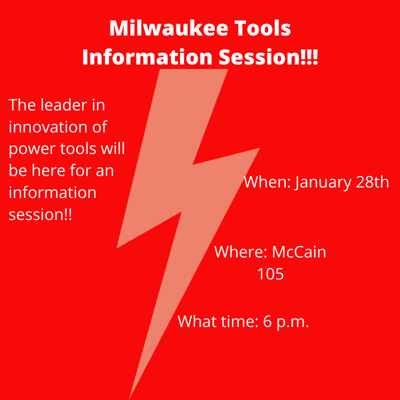 IISEmsstate's tweet photo. Next Tuesday!! If you are interested in Milwaukee Tools, then this will be a great opportunity to meet their representatives for the career fair. https://t.co/3mG7Pd1Ahd