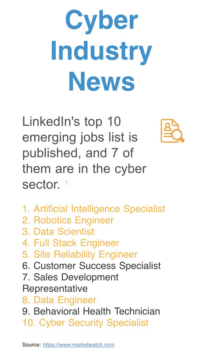 LinkedIn’s Tip 10 Emerging Jobs List, and 7 of them are on the #CyberSecurity sector! #RRISDTech #edtech
