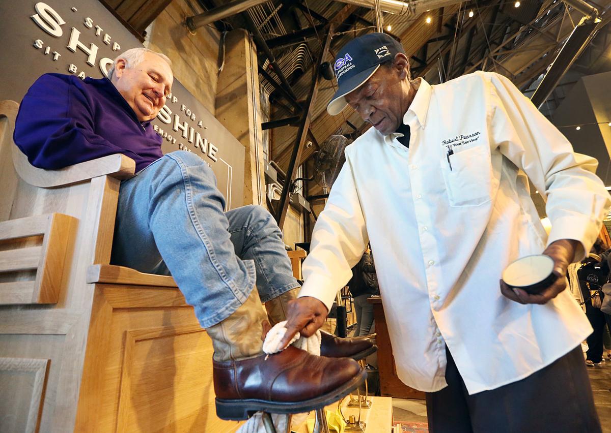 broocrum's tweet photo. Waco shoeshine man who got kicked out of the airport after 14 years gets new gig at @magnolia and the "Rolls Royce" of shoeshine stands from @chipgaines  https://t.co/dvIPb84OPS https://t.co/iRhix9BU1c