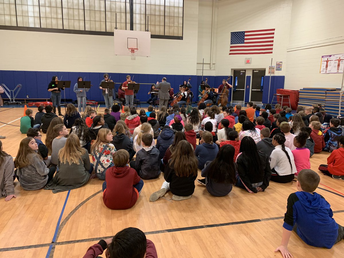 Ms_Tougas's tweet photo. Thank you to the @GoTDKnights Orchestra for teaching our 5th graders about the violin, viola, cello, and bass! So cool. #everydayeveryknight #teamcurtis @ccpsPerform https://t.co/dLDzxXZOGT