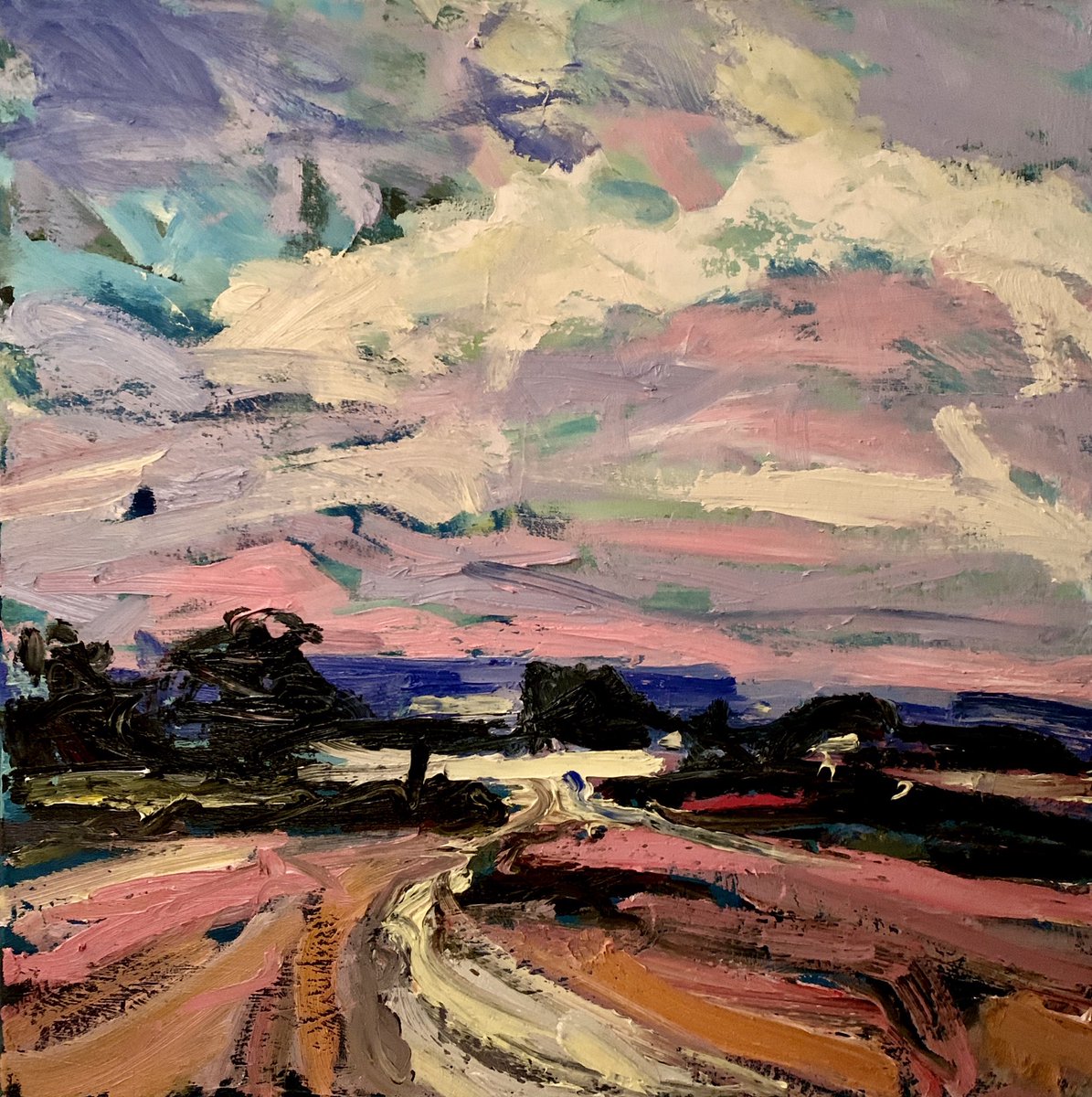 Pink skies over the #ashdown #oilpainting #curator #contemporary #art #east sussex #shopart