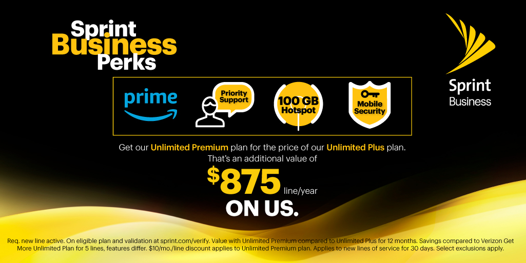 Get our Unlimited Premium plan for the price of our Unlimited Plus plan with Sprint Business Perks. That’s an additional value of $875 per line, each year, ON US! Talk to a Sprint Business rep today! #SizzlingSprintWeek #WorksForBusiness