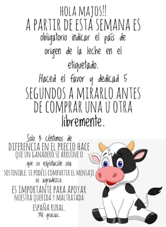 Haced el favor.  👀MIrad el ETIQUETADO. El próximo fin de semana en el Mercado Productores en Matadero podrás encontrar leche fresca #madeinMadrid 👌😃