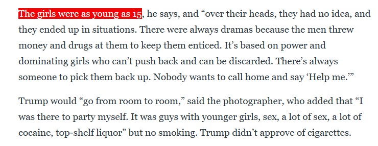 HeyWashDatAss's tweet photo. 2: #StankyAssPresident
Those 29 Trump accusers aren't even counting the underage girls reportedly abused at Donald Trump cocaine driven underage sex parties.
https://t.co/sn82JGskAB
HOW MANY MORE THAN THOSE 29!?
Nobody fucking knows!
Is anyone investigating or talking about this? https://t.co/0GVAh2GvoZ