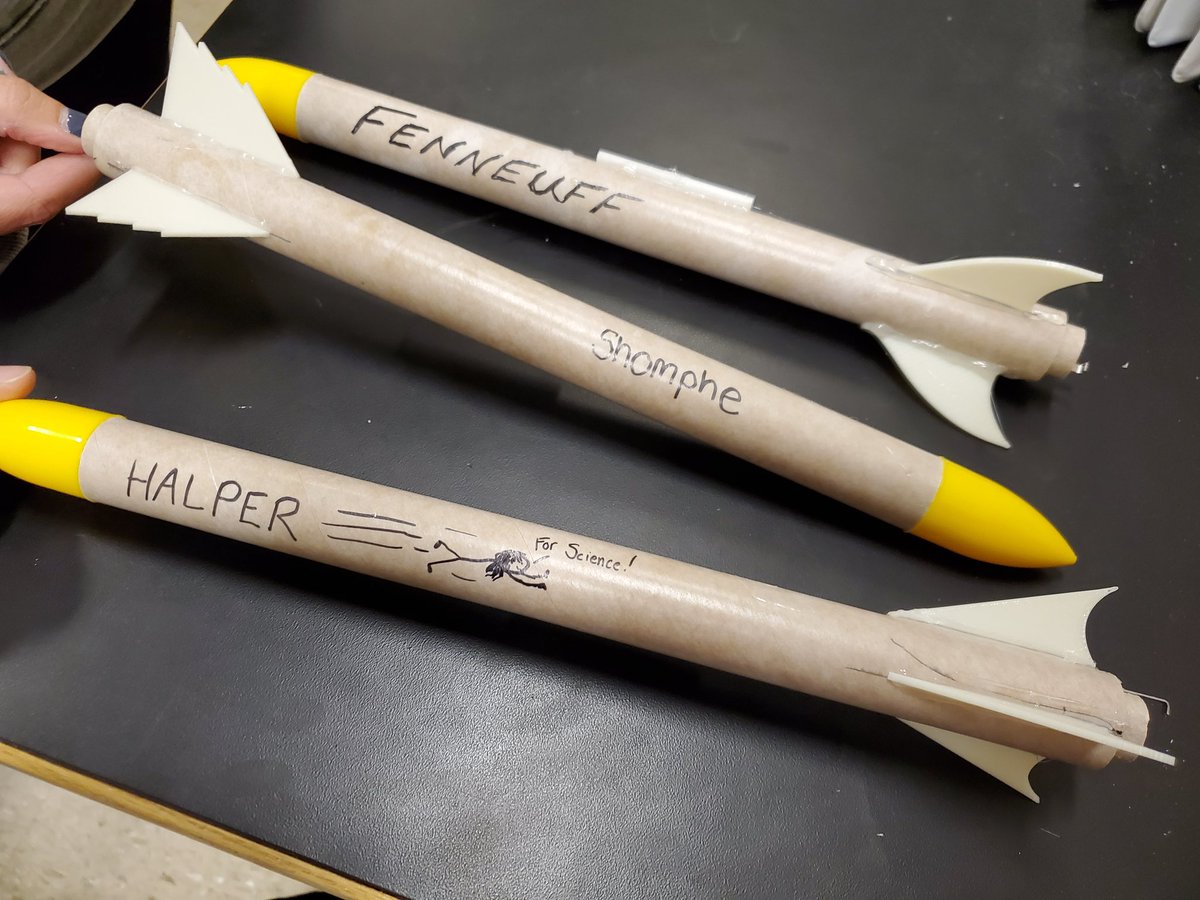 MsFenneuffMHS's tweet photo. Thank you Mr. Duplessis for a great PD day - designing fins to 3D print, building and launching rockets - who's do you think performed the best?@LShomphe @NikiHalper #CREO #STEM https://t.co/zFT709wY08