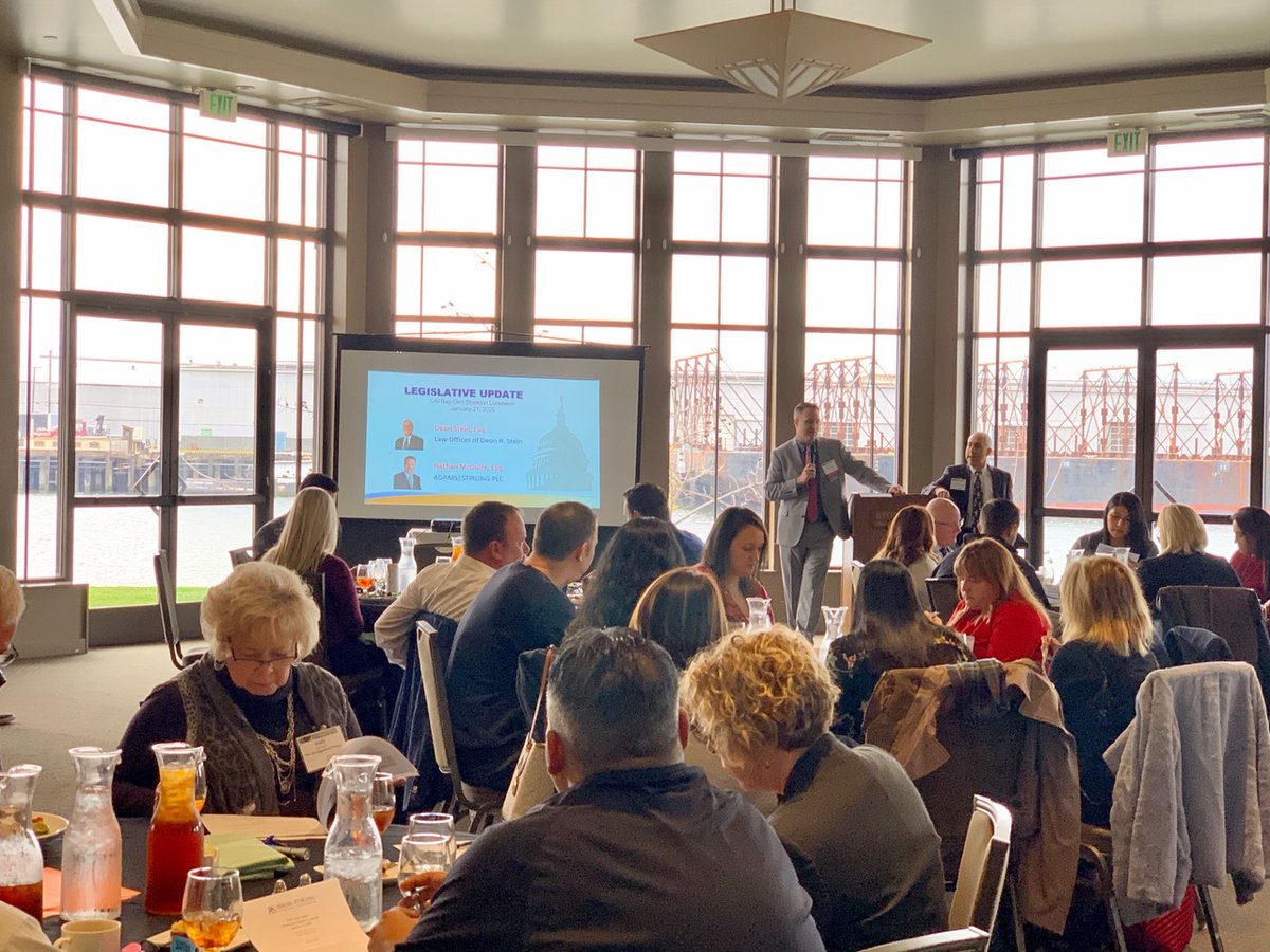CAIBayCen's tweet photo. Thank you to all our members who joined us today to hear Nathan McGuire, Esq. of ADAMS|STIRLING PLC and Deon Stein of The Law Offices of Deon R. Stein provide our "Annual Legal Update." #BayCenEvents #CAIbaycen #thinkCAI https://t.co/h355T4z526