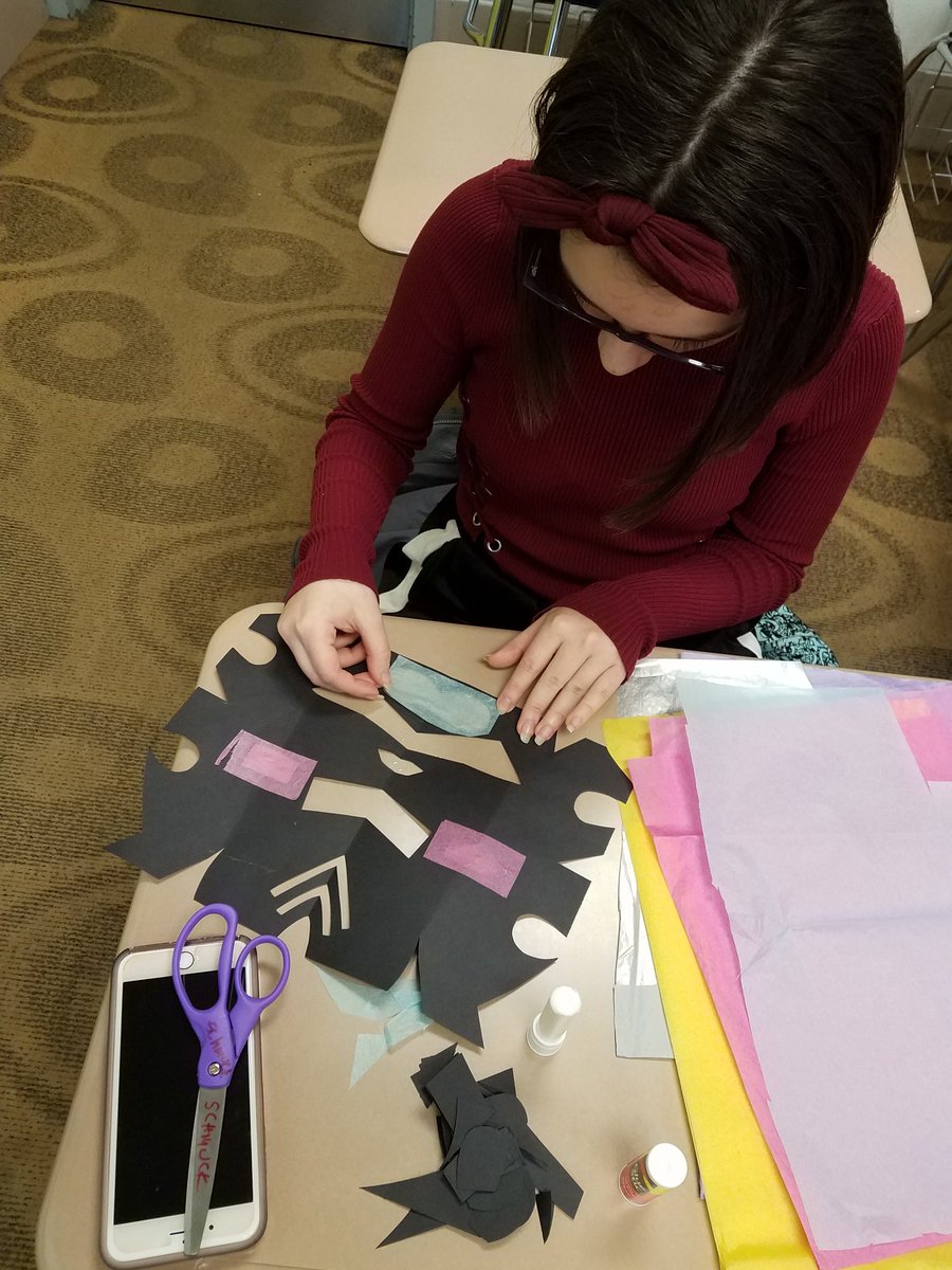 CS_FrenchClub's tweet photo. French Club learned about the history of stained glass and then created some of their own. @SandburgHS https://t.co/Abi89AkJpV