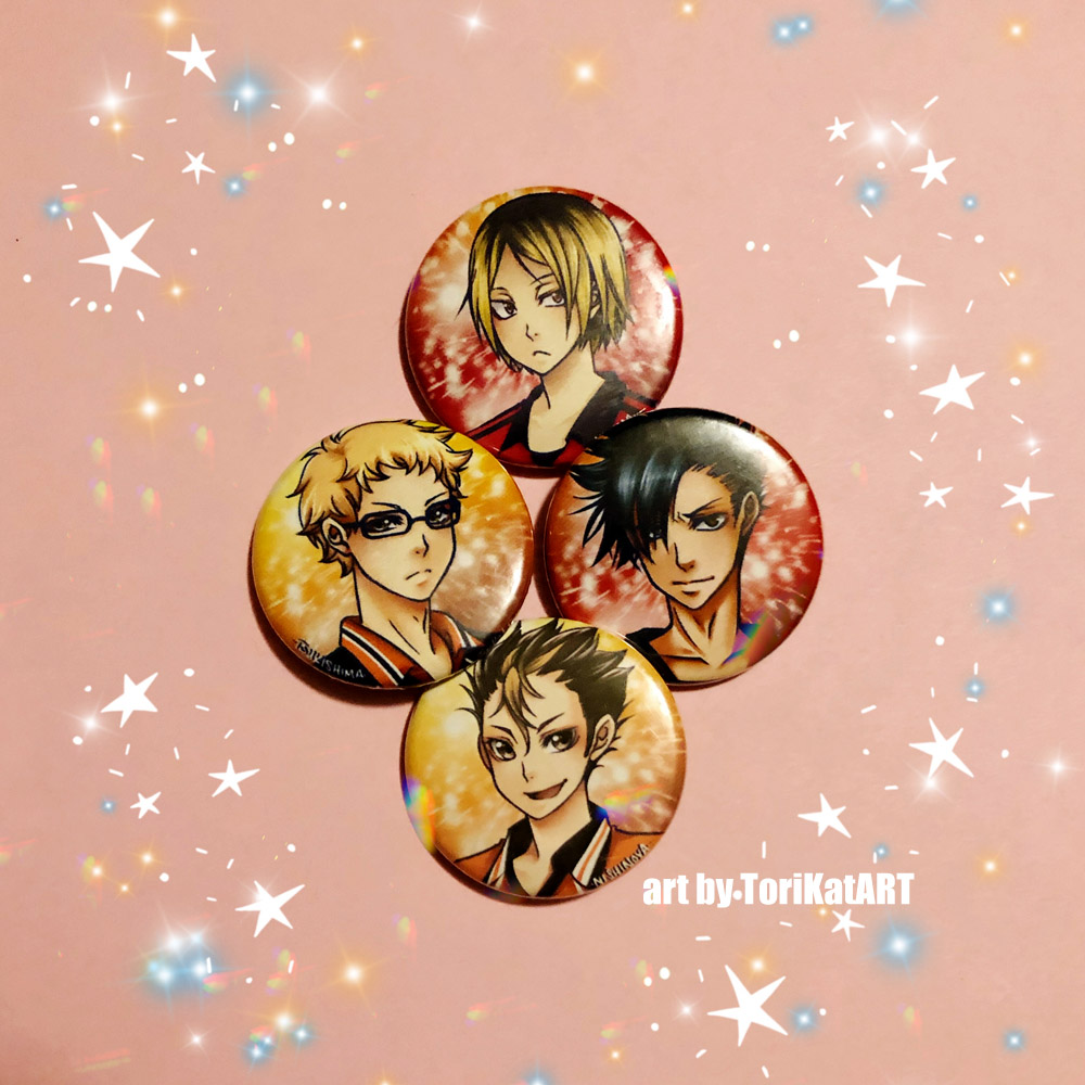 Added Haikyuu!! buttons to my shop!  Are you watching season 4?  Who are your favorites?  :D

torikat.bigcartel.com

#haikyuu #HaikyuuS4 #kenma #kuroo #tsukishima #nishinoya #pinbackbuttons #artistalley