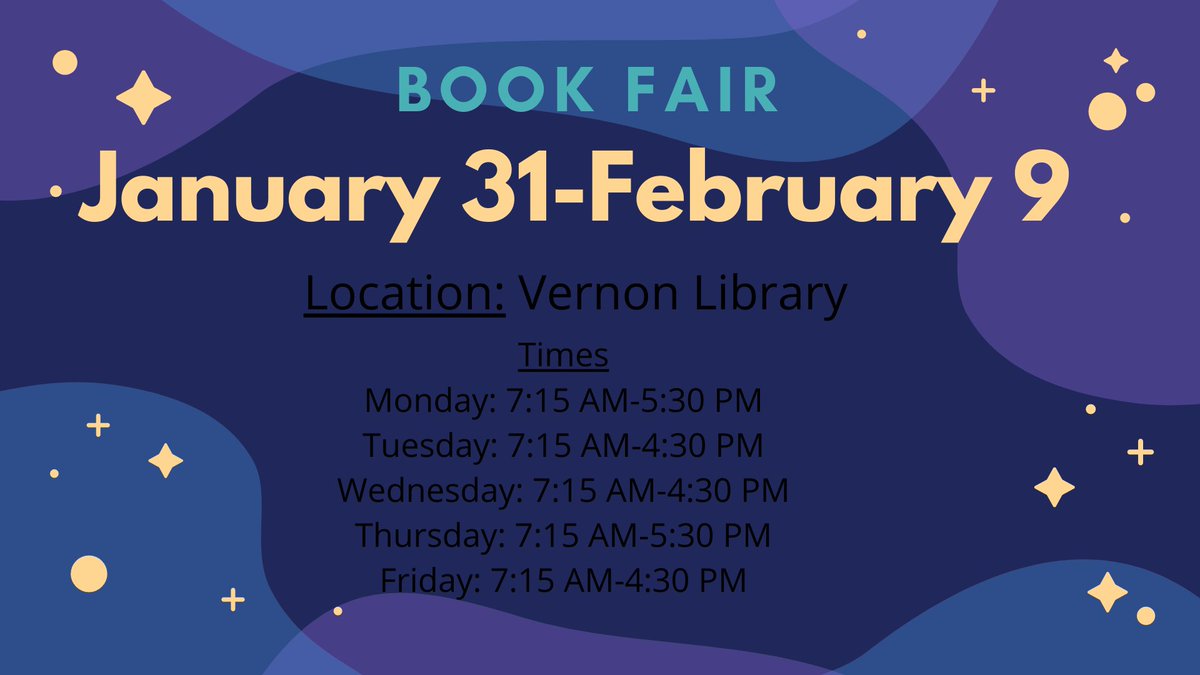 IlcVernon's tweet photo. Our #bookfair is coming soon! Click the link for more info https://t.co/zfxqOzEf8I #vernonms #mustanglibrary https://t.co/4YHAjljUyj