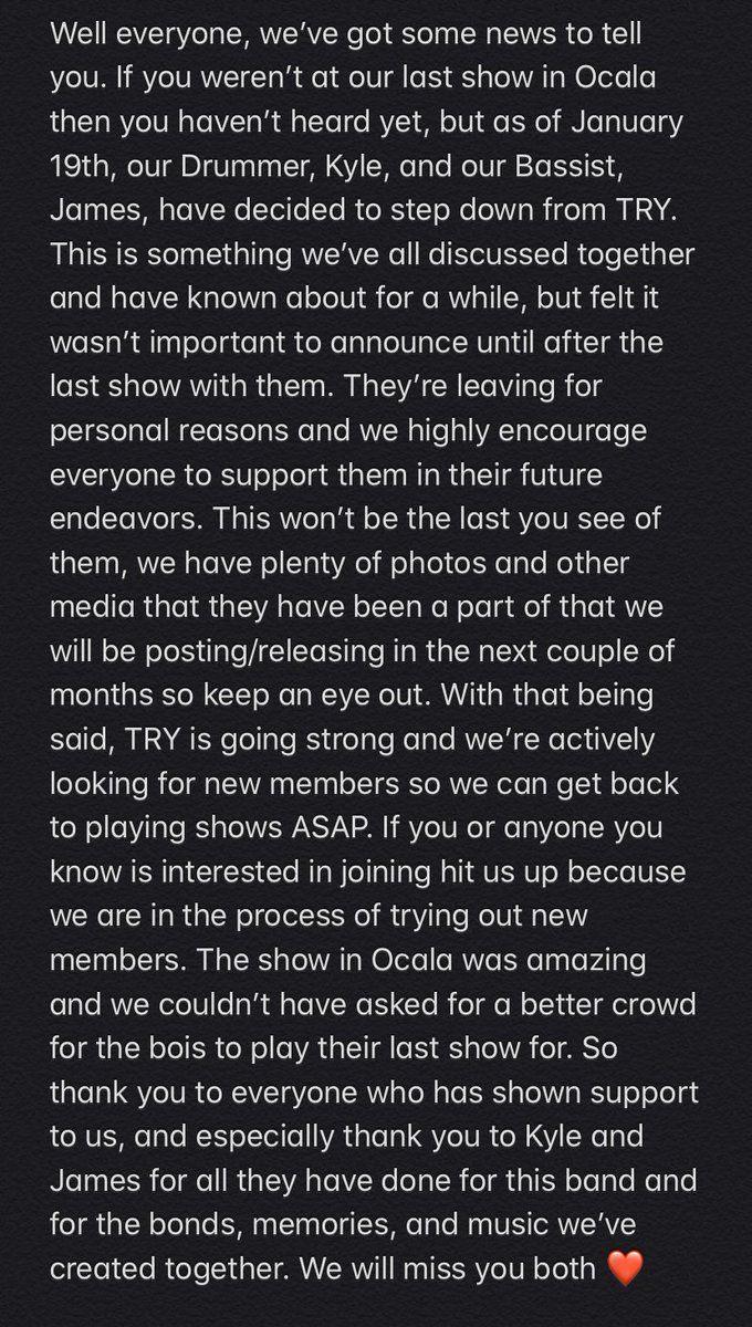 therealyoufl's tweet photo. Pls read the note down below. Thanks for all the support. Much love to Kyle and James ❤️ #TRYfamily
(Were actually kicking James out cause he never learned the Seinfeld riff, it’s not too late James you can still save yourself)
📸: @WorkByWolfe https://t.co/SEEK4ONek2