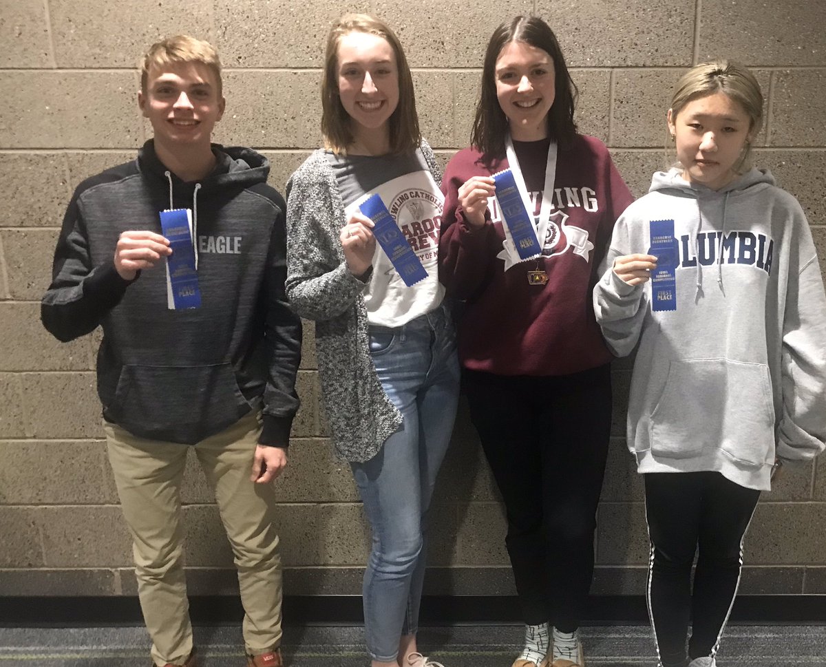 MaroonCrew's tweet photo. Congrats to the following Regional Champs in the Academic Decathlon today:
Jake Lehrman 1st-Social Science
Brigid Smith 1st-Math
Lilly Sullivan 1st-Music
Mori Liu 1st-Science

And final congrats to overall award winners with all scores combined: Michael Fraizer &amp; Lilly Sullivan! https://t.co/PQObyL8Hdr