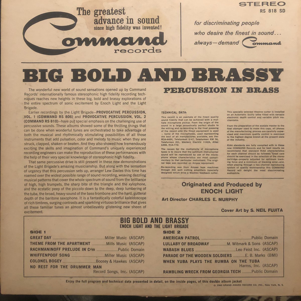 VariationsVinyl's tweet photo. #AtoZ #EnochLight 1960 Big Bold and Brassy #nowspinning #nowplaying #vinyl #record Ok, I had to google just to make sure Enoch wasn’t a Living Strings type situation. He’s a real guy. And this LP sounds like a demo record for a HiFi Shop! https://t.co/61ewbMuHQp