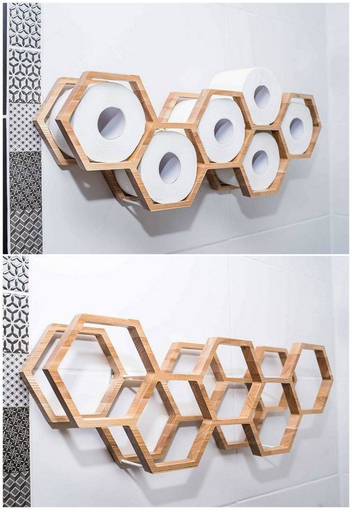 Such a cute idea to ditch the stack of extra toilet paper rolls in the bathroom.