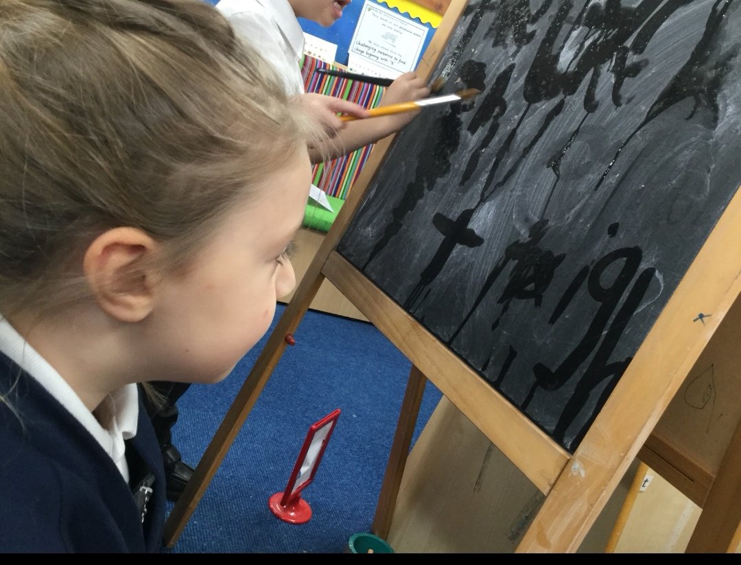 wistaston's tweet photo. Writing doesn't have to just be with pens and pencils! 

EYFS are having a great time this week making the teachers writing "disappear" by writing with water! 

#EYFS  
#writing 
#magicwriting https://t.co/XWBSATXBY2