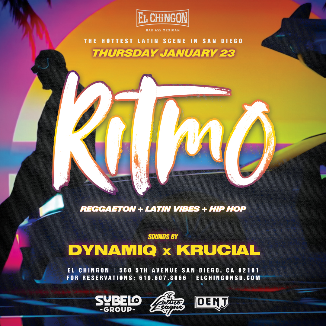 elchingonsd's tweet photo. RITMO Thursdays are back!💃🏽With sounds from @djdynamiq and @iam_krucial you know it’s about to be 🔥 See you Thursday - VAMOS!
.
.
.
#ritmothursdays #ritmo #badass #badassmexican #elchingonsd https://t.co/uqosmYJGYL