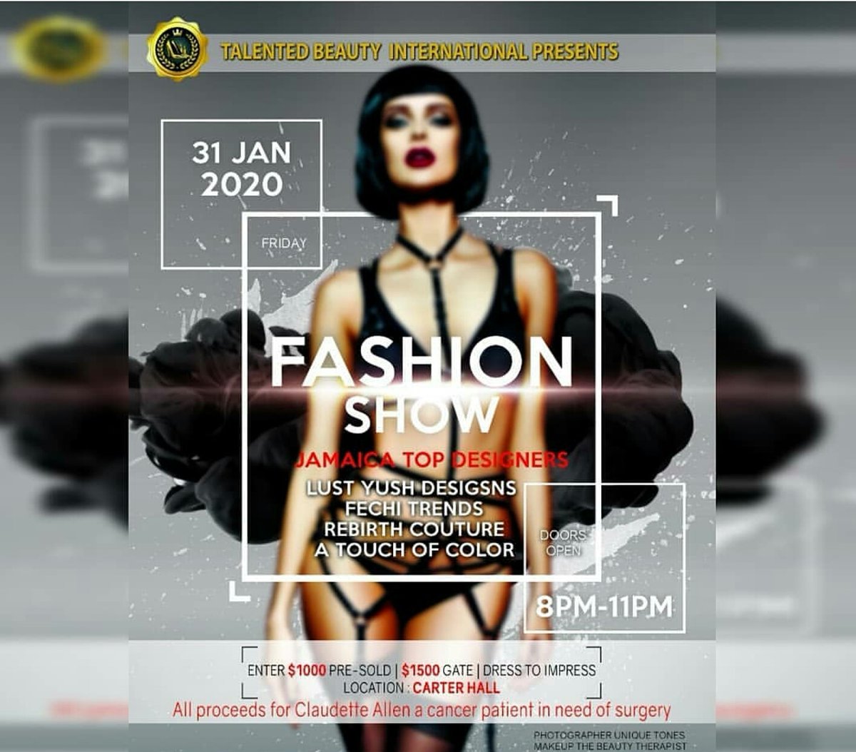 TalentedBeauty8's tweet photo. January 31 at 8pm in Carter Hall $1000 &amp; $1500 gate https://t.co/AyHSdwueMI