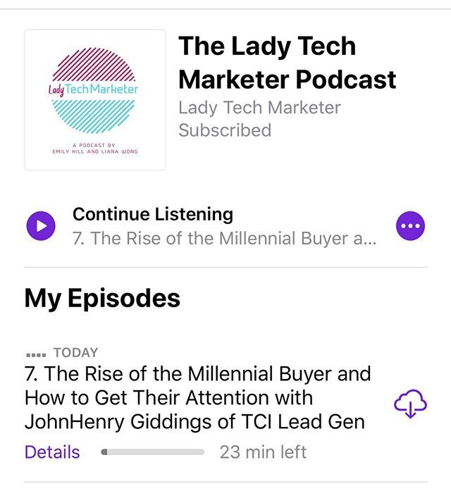 sirensoftech's tweet photo. On today's #LadyTechMarketer #podcast, we talk about the rise of #millennial #B2B buyers w/ @tcileadgen’s JohnHenry Giddings. TCI has been kind enough to sponsor LTM & in return we are happy to invite TCI leadership on the show to chat about #marketingtrends. Will you tune in? https://t.co/5ivVZdqyiY