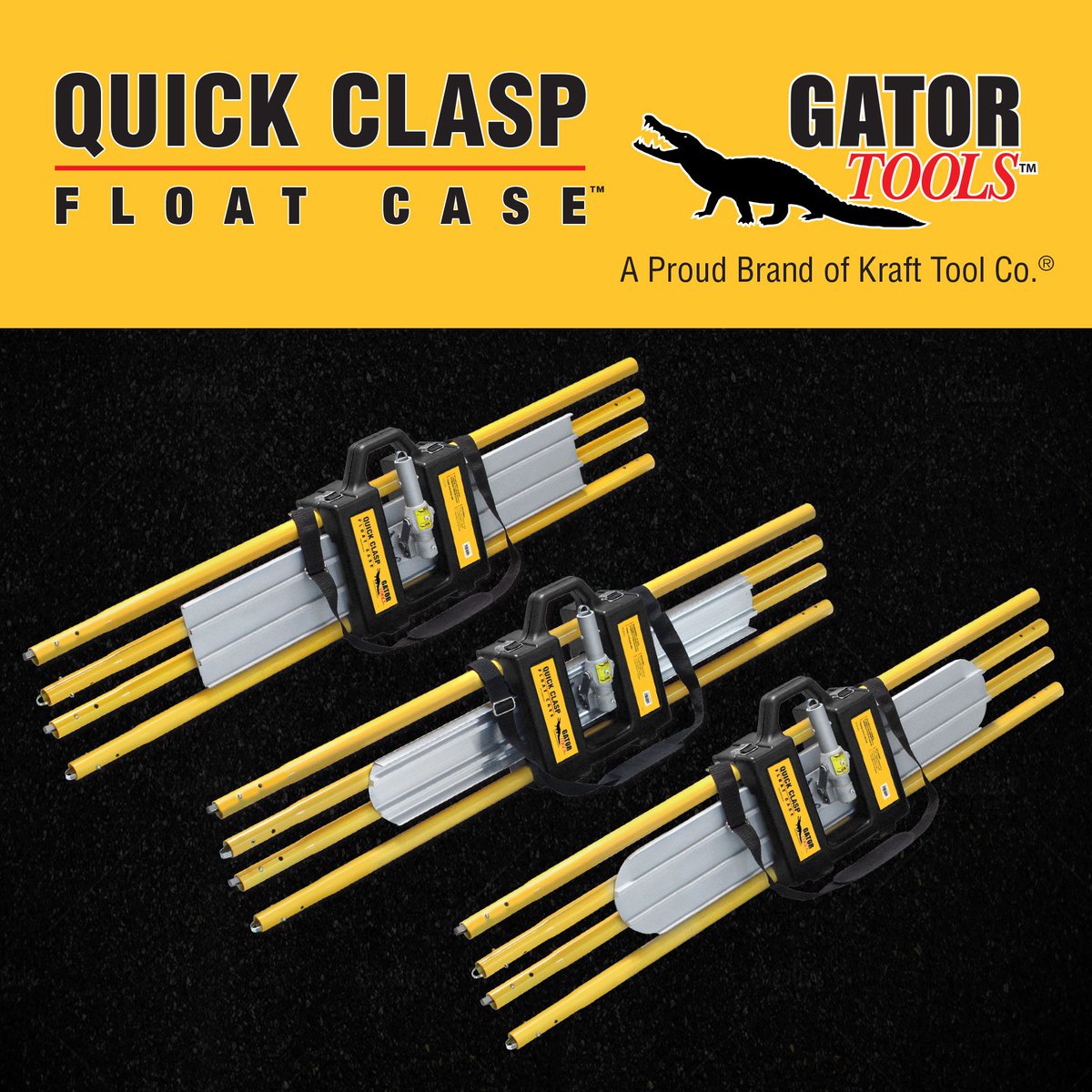 KraftTool's tweet photo. #ToolTuesday Gator Tools™ Quick Clasp Float Case™ designed to easily carry your bull float, bracket, and 4 handles Choose from 24 different size/options. https://t.co/EWNfN5mj8K #MadeInAmerica #MadeInTheUSA #QuickClasp #GatorTools #ToolBag #BullFloat #GatorGlide #ConcreteTools https://t.co/9ckVQbd25a
