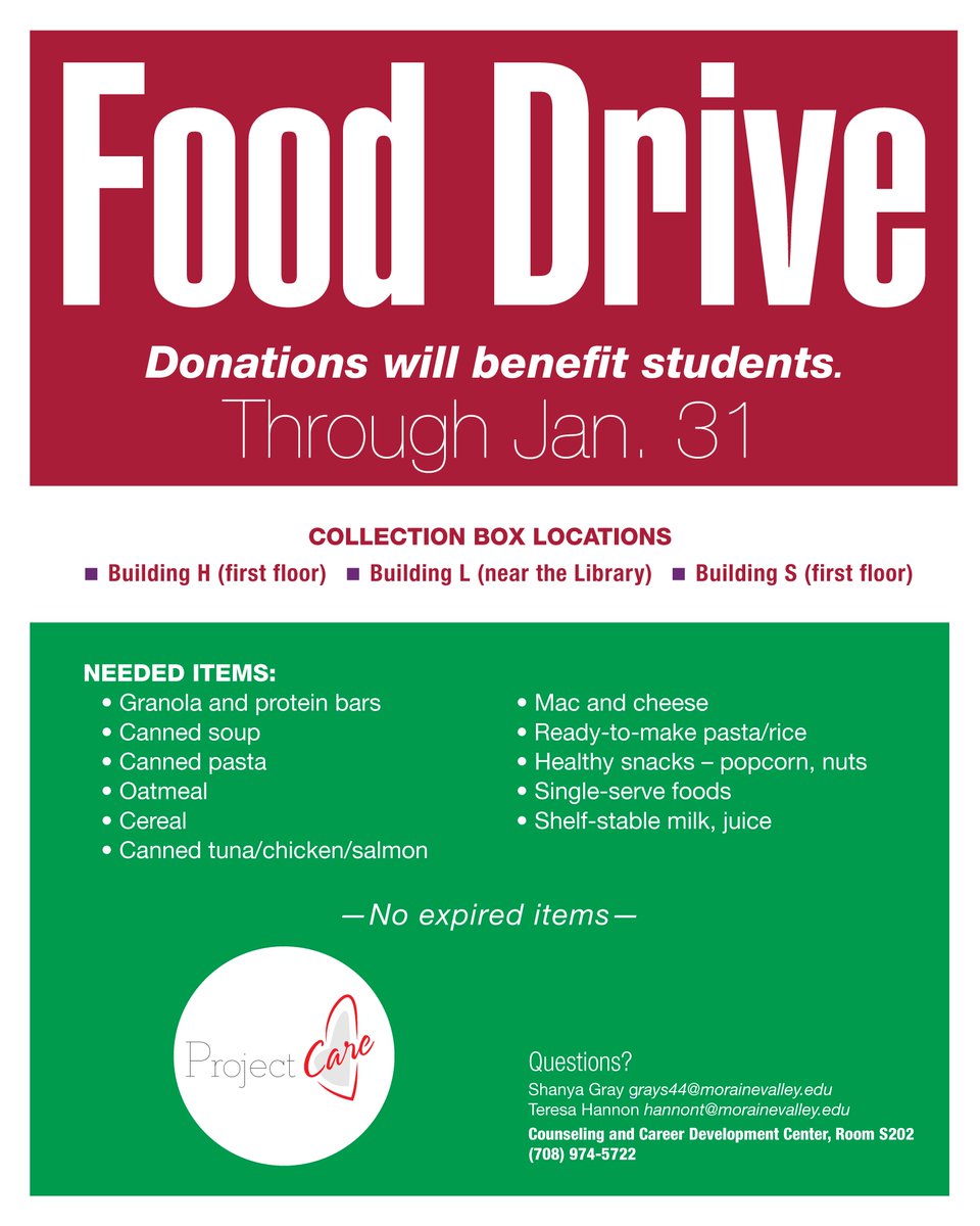 We're doing a #fooddrive to help benefit students in need.