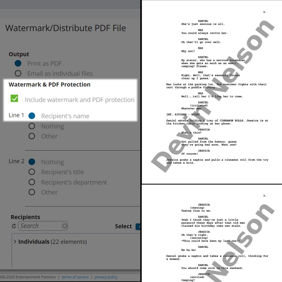 EntPartners's tweet photo. We've got a #script with your name on it. 😉
Watermark protection with #Scenechronize.
#TechTuesday #TuesdayThoughts #PoweredByEP #Filmmaking #Production #Secure https://t.co/X9K6pDwmWg