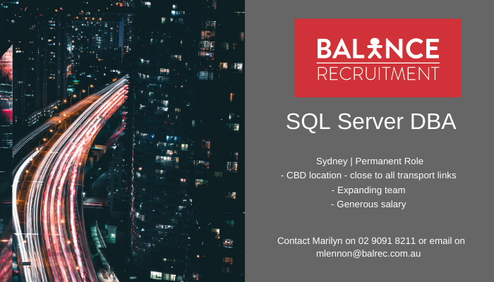 Balance_Recruit's tweet photo. JOD! A great city based office - Our client, a niche player in the financial services sector, is seeking your skills - Call Marilyn on 02 9091 8211 https://t.co/FOpcMJ9jAM #balancerecruitment #itjobs #SQL https://t.co/jeTxCwrLyo