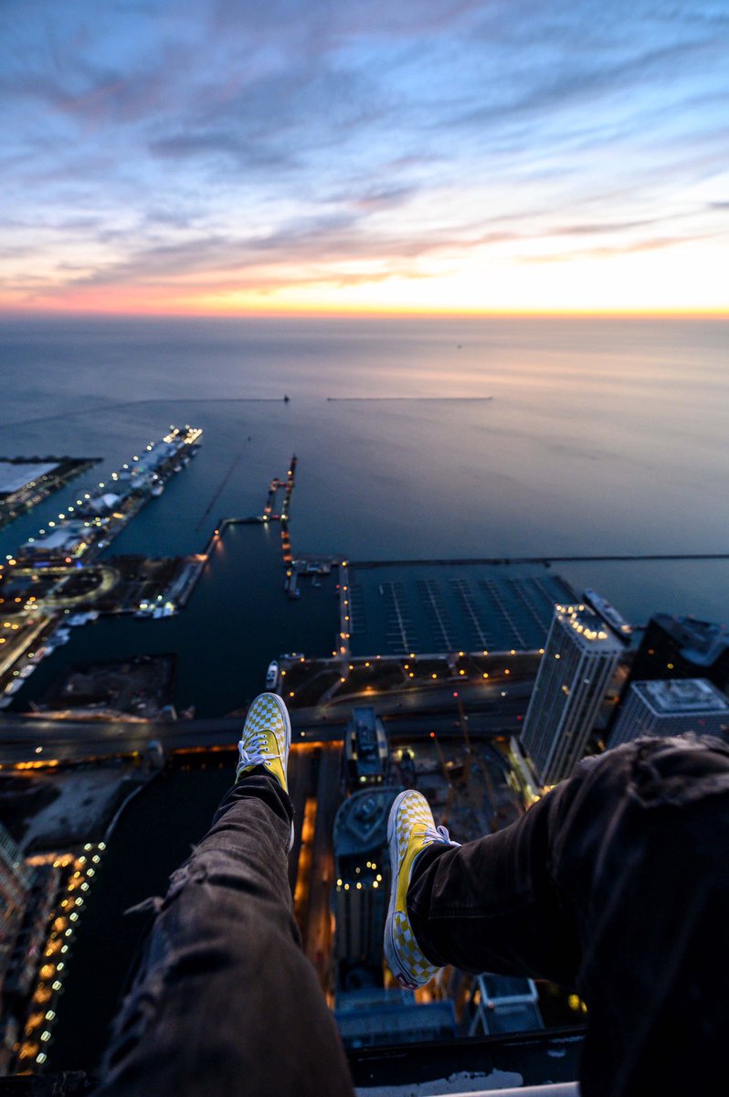Taking in a Chicago sunrise high above the city