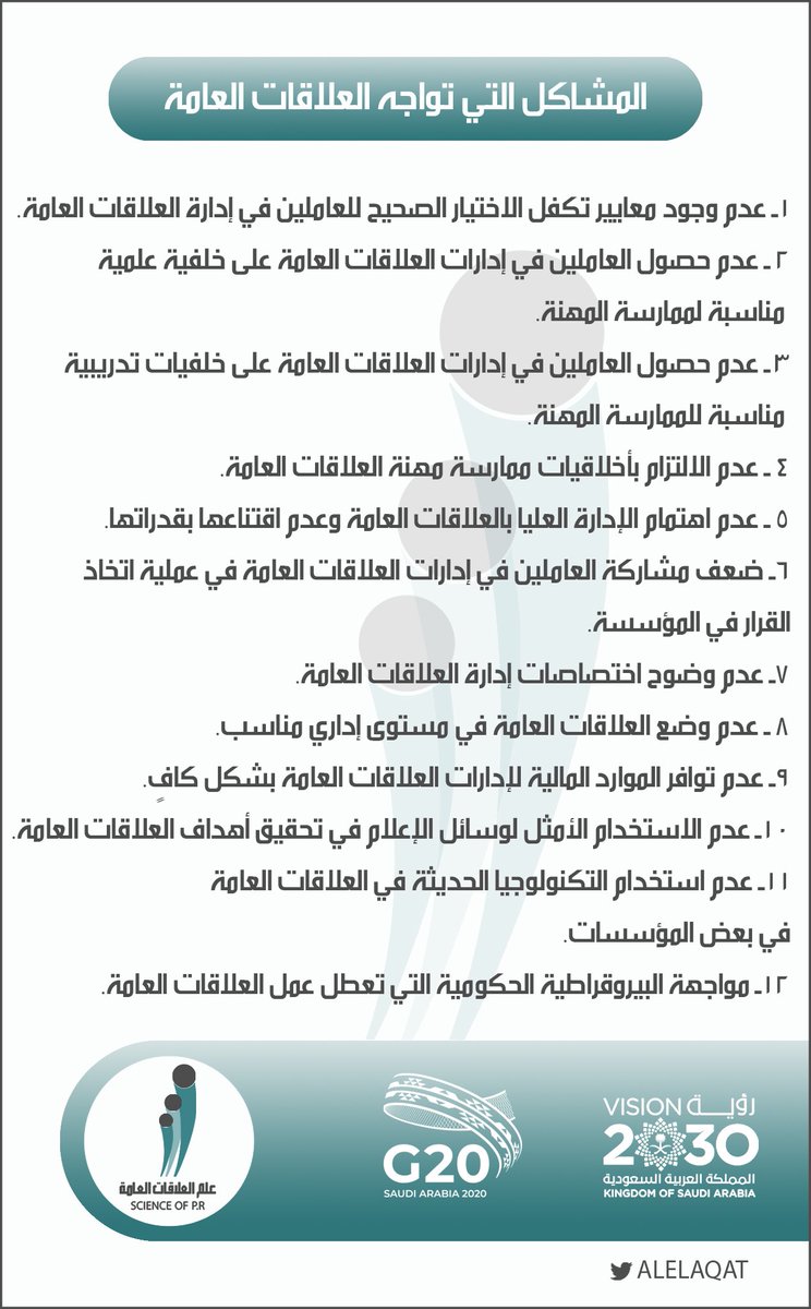 alealaqat's tweet photo. المشاكل التي تواجه #العلاقات_العامة https://t.co/RyrzPcI9MG