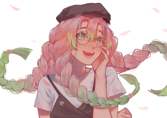 C Y | Commissions OpenさんがTwitterに投稿した甘露寺蜜璃(鬼滅の刃)のイラスト。