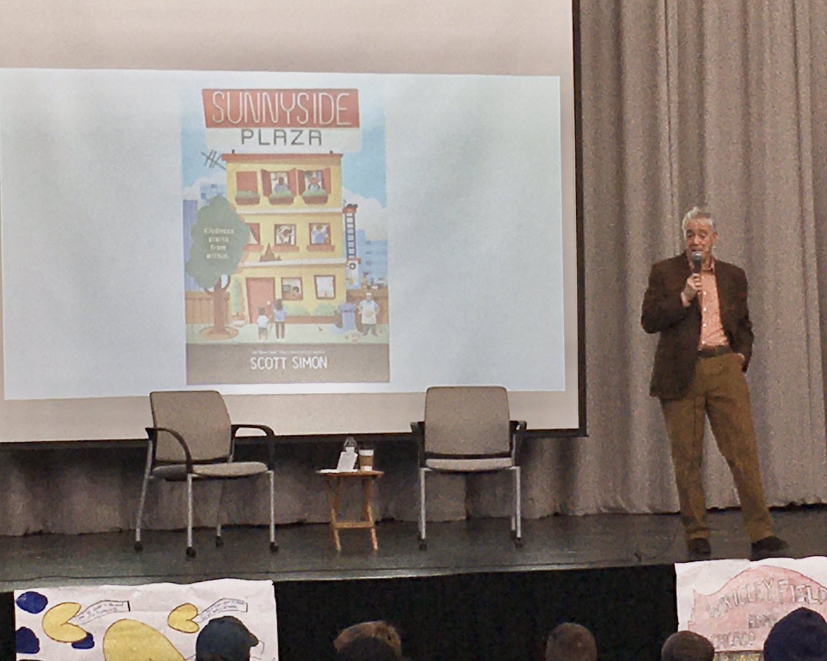 Thanks <a href="/KidsandProse/">P&P Kids and Teens📚</a> and <a href="/SallyDonnelly1/">Sally Donnelly</a> for bringing <a href="/nprscottsimon/">Scott Simon</a> to <a href="/DHMiddleAPS/">Dorothy Hamm Middle School</a> for our first author visit of 2020. We loved hearing about why he was inspired to write this book, his advice for budding journalists and his impressions of his pets #DHMSbelongandbecome