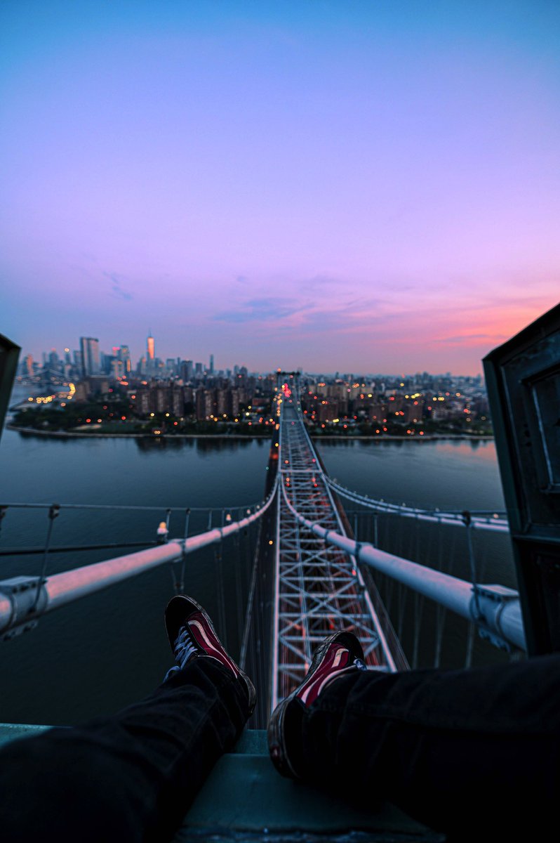 Taking in sunrise over the Williamsburg bridge in Brooklyn