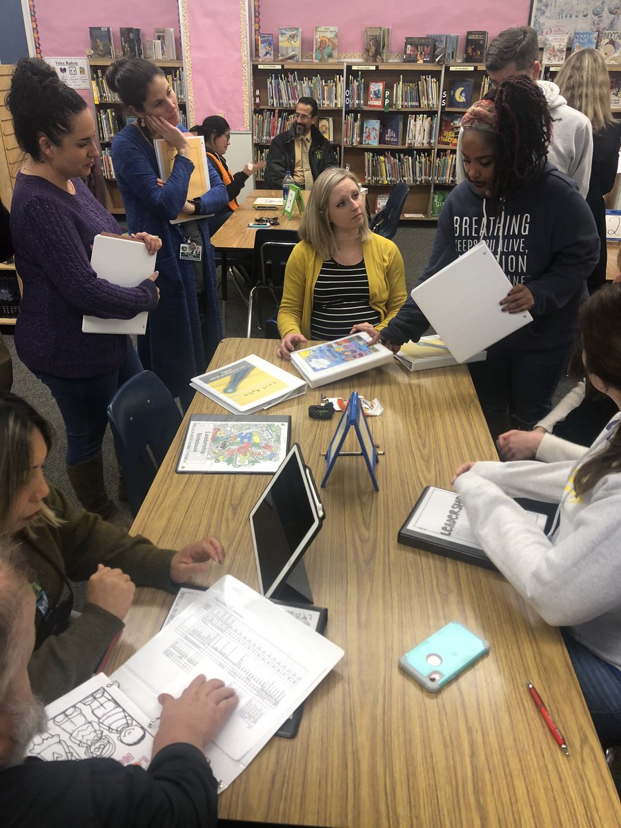 Mcflash1's tweet photo. Staff sharing Leadership Notebooks &amp; ways they manage them! #thesearegreat #giveonegetone @CleoComets @MegandThole https://t.co/i15nfZneY0