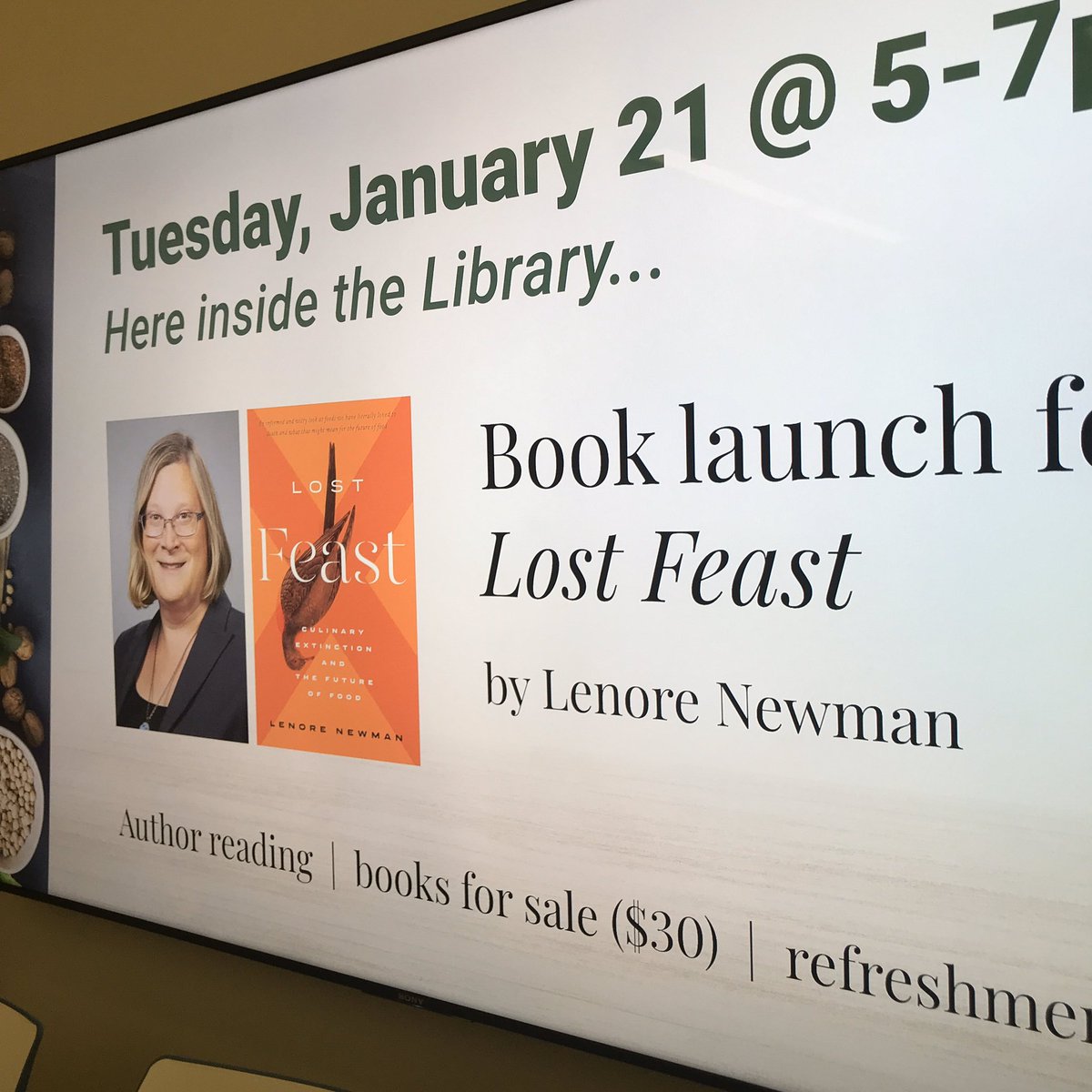 Book launch for Lost Feast by Lenore Newman / Twitter