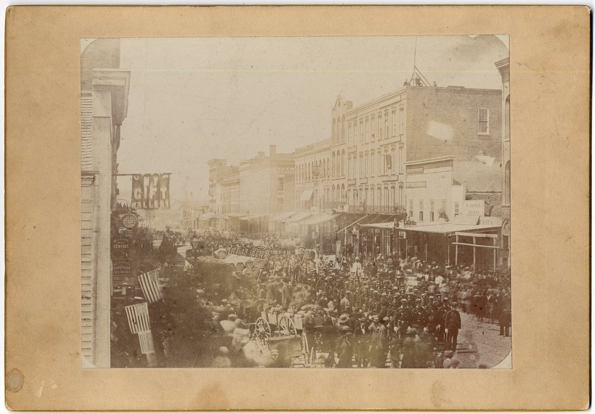 MichiganHist's tweet photo. If you'd like Civil War era Adrian newspapers digitized, vote #DigAdrian this week
Fourth Michigan Infantry in downtown Adrian - ca. 1861-65 (BHC)
https://t.co/HACOAXTeeb https://t.co/BZx05MjUis
