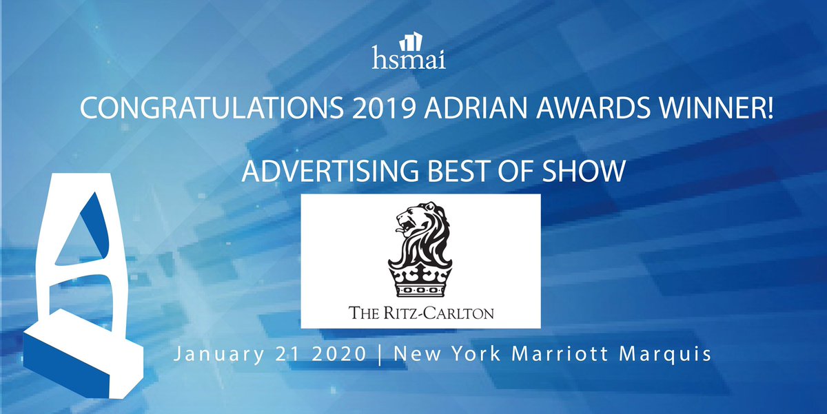 HSMAI (@hsmai) on Twitter photo Congratulations to this year’s Advertising “Best of Show” – Ritz-Carlton Marriott International for its Stellar Dining Series! Amazing work! <a href="/RitzCarlton/">The Ritz-Carlton</a> <a href="/MarriottIntl/">Marriott International</a> <a href="/AdrianAwards/">HSMAI Adrian Awards</a> Congratulations to this year’s Advertising “Best of Show” – Ritz-Carlton Marriott International for its Stellar Dining Series! Amazing work! <a href="/RitzCarlton/">The Ritz-Carlton</a> <a href="/MarriottIntl/">Marriott International</a> <a href="/AdrianAwards/">HSMAI Adrian Awards</a>