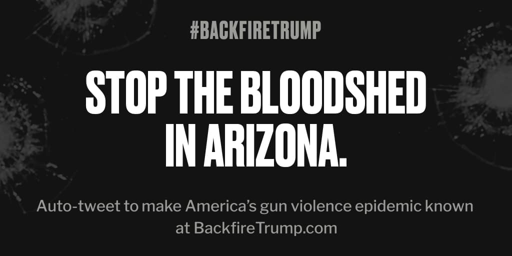 itweetatdonald's tweet photo. Shooting in #Arizona just took an American life. #POTUS, please do something. #BackfireTrump https://t.co/MP9K4C4qok