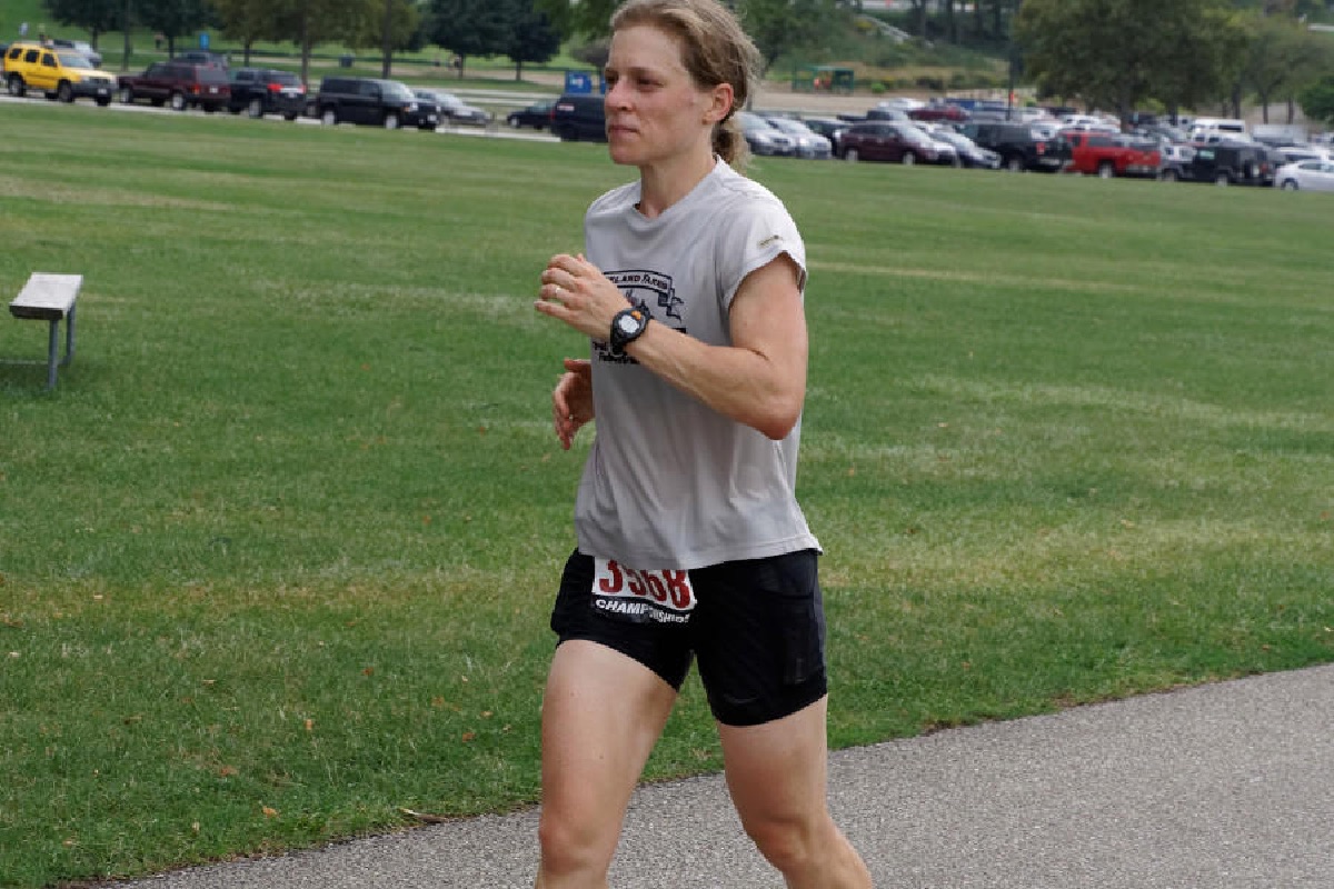 A woman running 